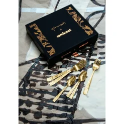 Kuchengabeln<Sambonet Kuchengabel-Set 6-tlg. Jungle Mirror PVD Gold