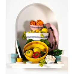 Schalen<Serax Salatschüssel 28 cm Feast weiß/blaue Streifen