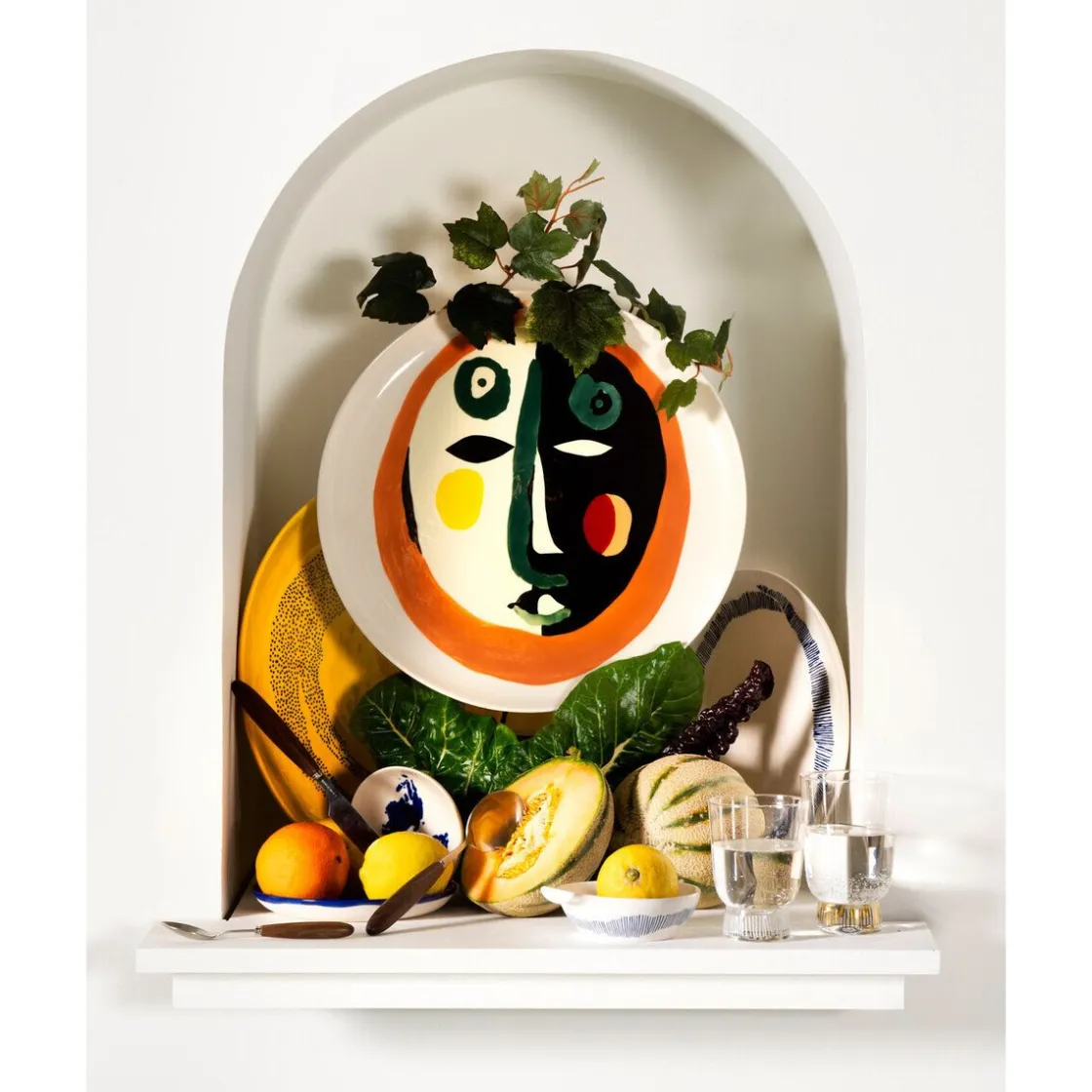 Serax Servierplatte mit Gesicht 1 35 cm Feast bunt