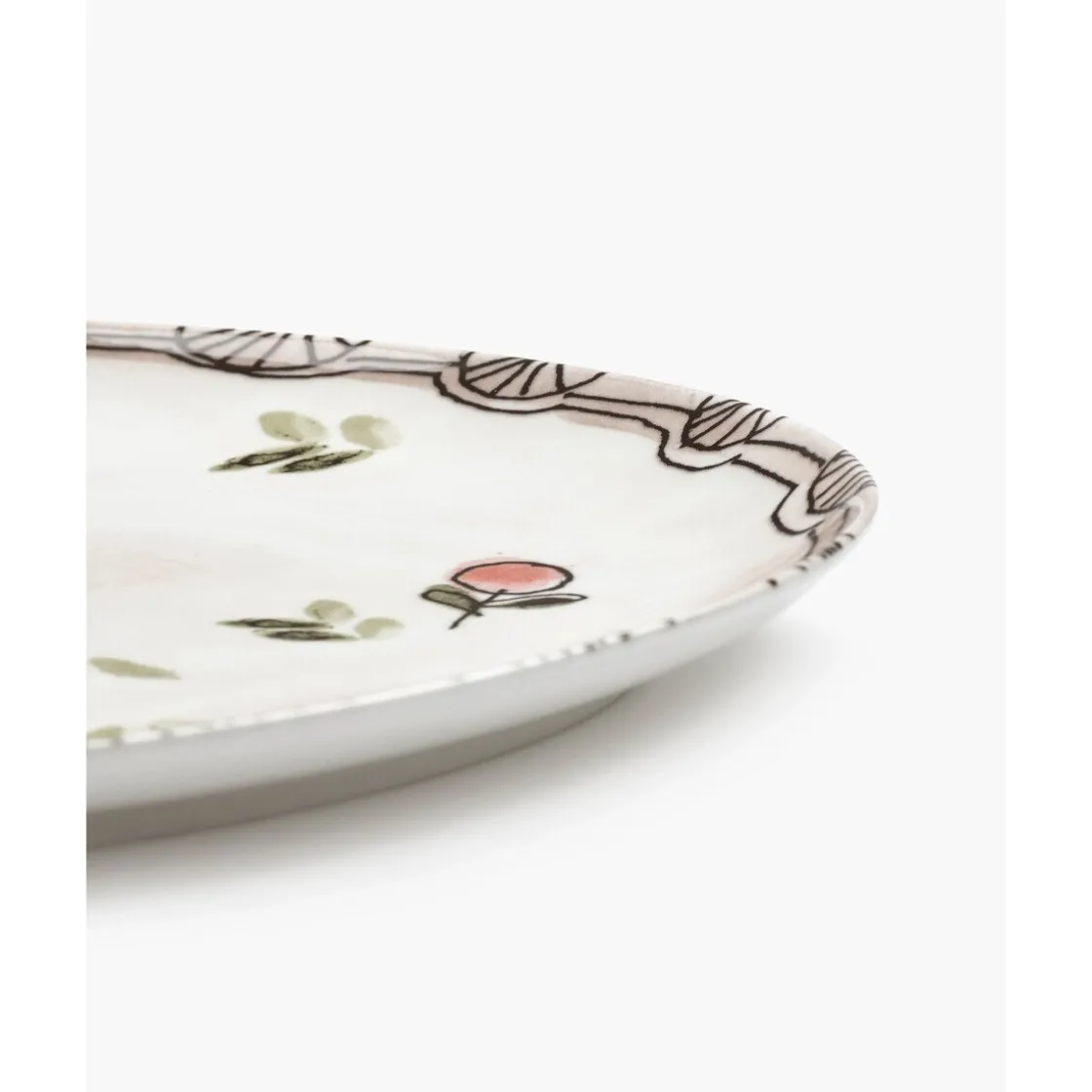 Speiseteller<Serax Teller °2 35x22 cm Midnight Flowers Mirtillo Nude