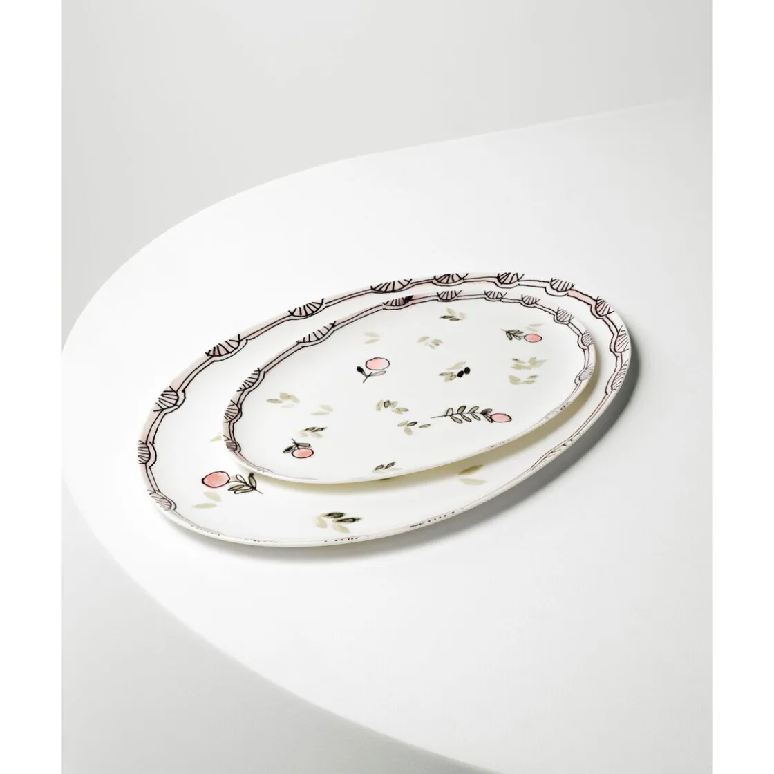 Speiseteller<Serax Teller °2 35x22 cm Midnight Flowers Mirtillo Nude