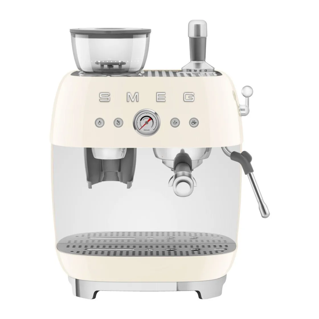 Smeg Espressomaschine mit Mahlwerk EGF03 2 Tassen 1650 W 50’s Style creme