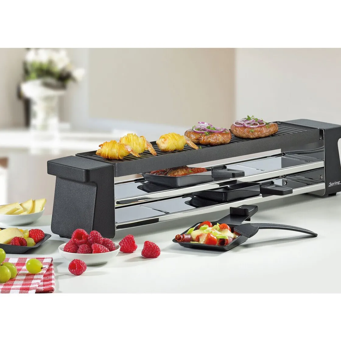 Raclette<Spring Raclette für 4 55x12x11 cm Compact schwarz