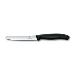 Salat Zubehör|Messer & Co. Entdecken<Victorinox Tomaten- und Tafelmesser 11 cm Wellenschliff Swiss Classic schwarz