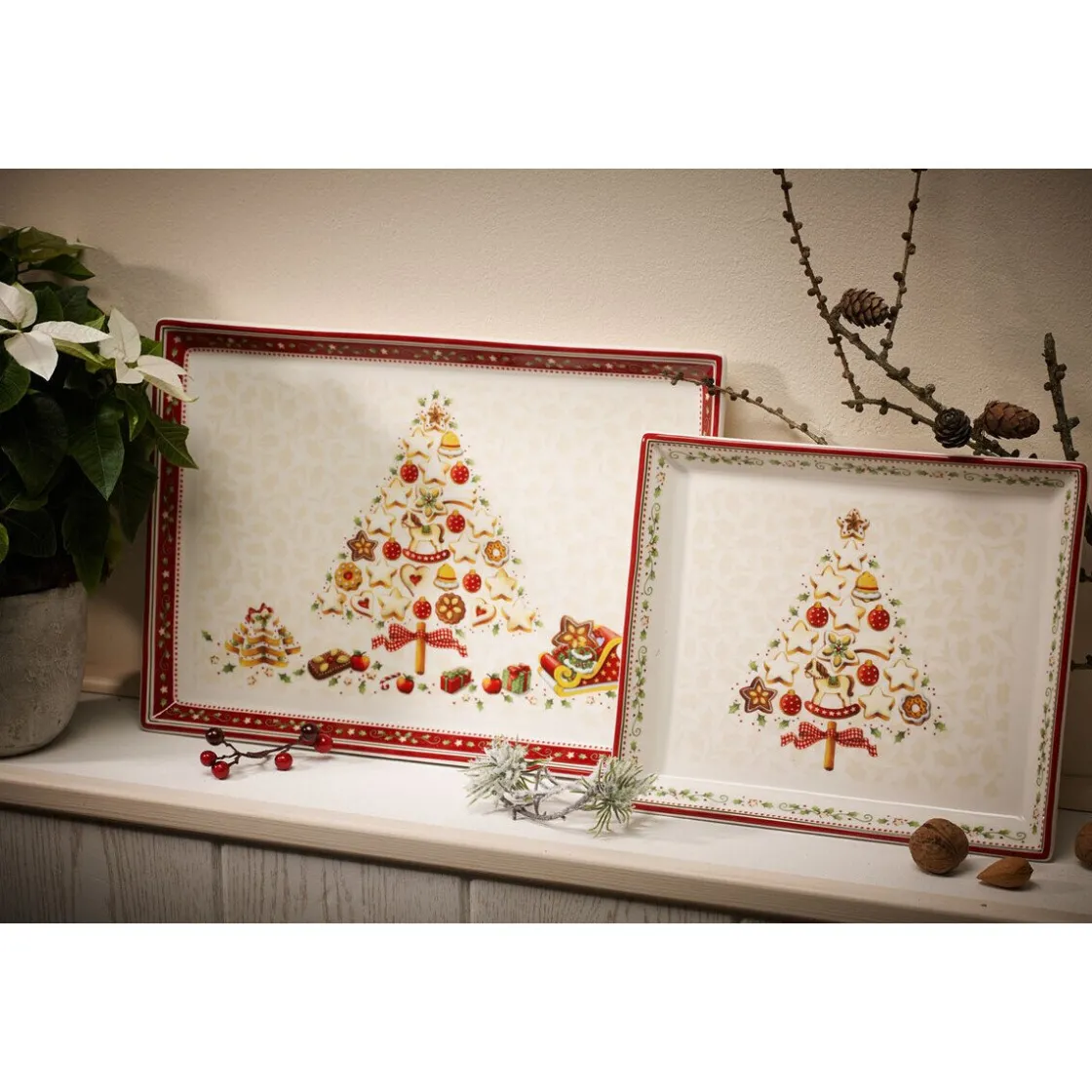 Weihnachtsbäckerei|Weihnachtsbäckerei<Villeroy & Boch Gebäckplatte 27x22,5 cm rechteckig Winter Bakery Delight Neue Form 2016