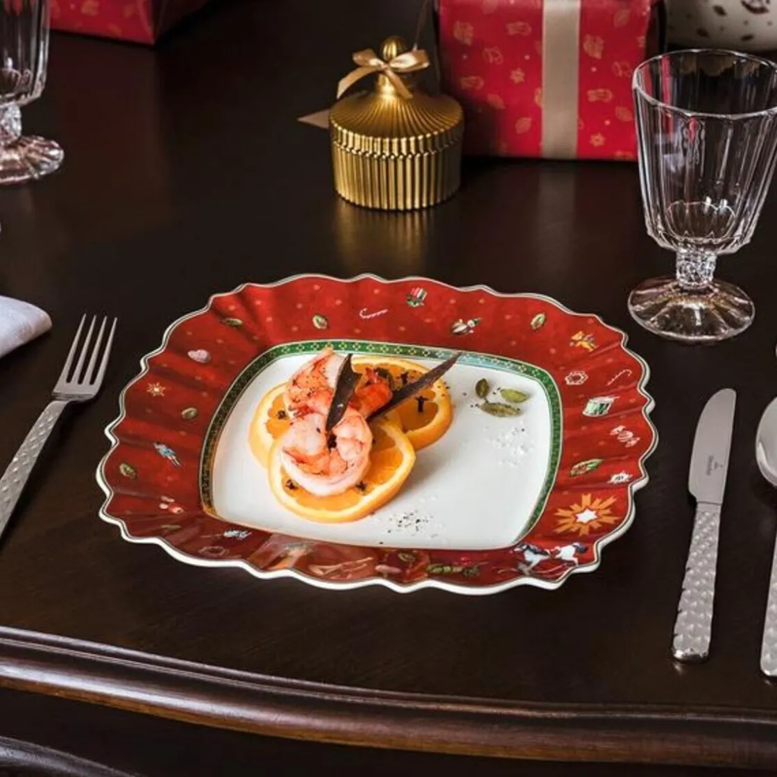 Villeroy & Boch Speiseteller 28x28cm eckig rot Toy's Delight